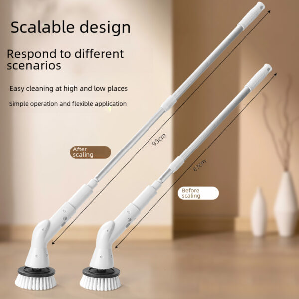 Cross-border Hot Long Handle Multifunctional Waterproof Wireless Handheld Household Replacement Charging Retractable Electric Cleaning Brush - Image 3