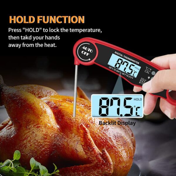 Folding Stainless Steel Probe Electronic Meat Thermometer Kitchen Cooking Fried Barbecue Digital Food Thermometer - Image 4