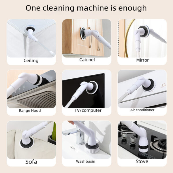 Cross-border Hot Long Handle Multifunctional Waterproof Wireless Handheld Household Replacement Charging Retractable Electric Cleaning Brush - Image 2