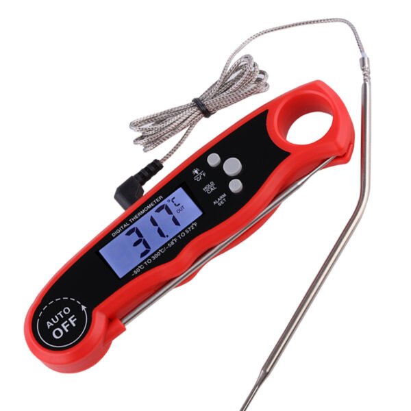 Barbecue Thermometer With Line Probe Type Food Thermometer Food Temperature Detector High Temperature Resistant With Backlight And Memory - Image 3