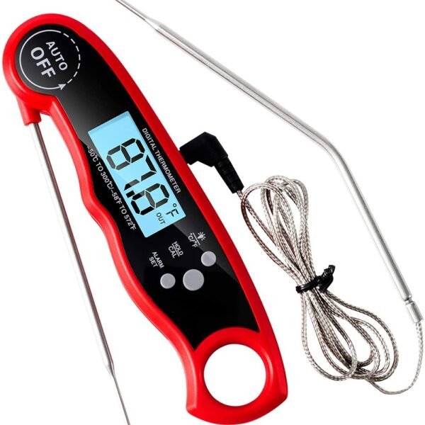 Barbecue Thermometer With Line Probe Type Food Thermometer Food Temperature Detector High Temperature Resistant With Backlight And Memory - Image 4