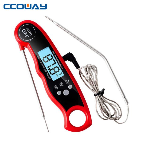 Barbecue Thermometer With Line Probe Type Food Thermometer Food Temperature Detector High Temperature Resistant With Backlight And Memory