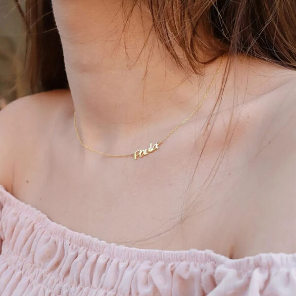 Diy New Arrival Sideways Name Letter Necklace Girls Personalized Stainless Steel Necklace Jewelry Gift - Image 4