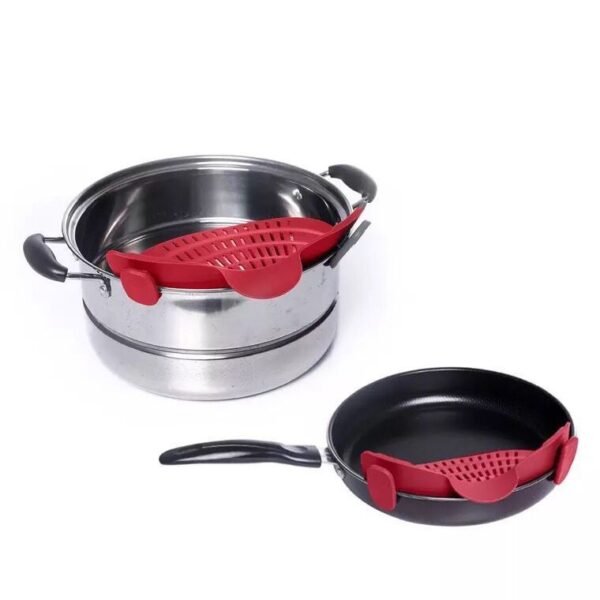 Silicone Draining Basket Blocking Pot Side Water Filter Kitchen Supplies Silicone Draining Device Pot Side Draining Block High Temperature Resistant - Image 3