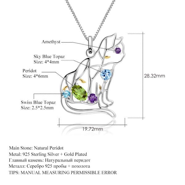 925 Silver Inlaid Natural Color Treasure Necklace Pendant - Image 5