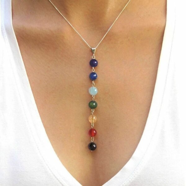 European Style Colorful Beads Pendant Necklace Women's High-grade Necklace Yoga Clavicle Chain 8MM Factory Direct Sales