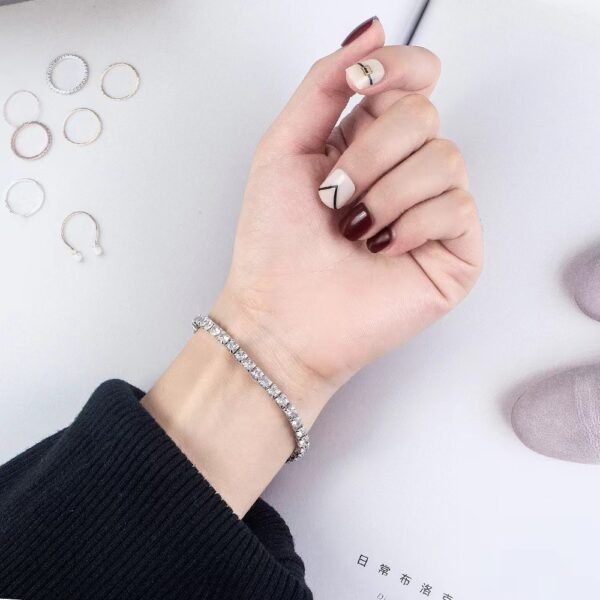 S925 Sterling Silver Full Diamond Bracelet Women's Light Luxury Niche Flash Full Rai Diamond Zircon Girlfriend Birthday Gift - Image 5
