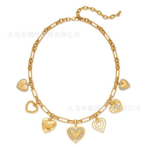 Spot European And American Gold Heart Necklace For Women Different Heart Shape Pendants Gold Pendants Sun Heart Shape Collarbone Chain - Image 4