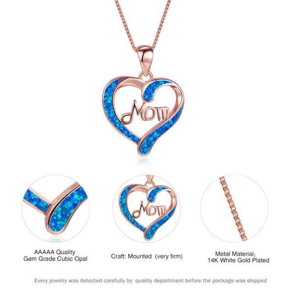 Heart MOM Alphabet Pendant Necklace - Image 3