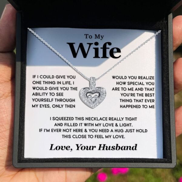 TRYNDI™ To My Wife Floating Heart Necklace With Authentic Swarovski Crystals - Image 2