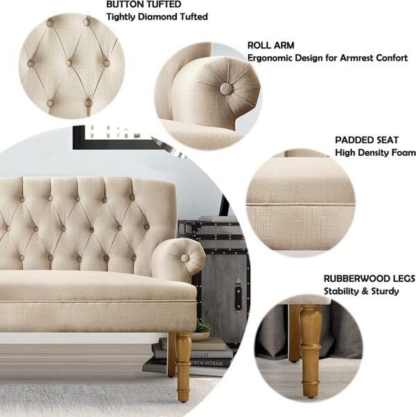 Warm Beige Love Seats Sofa Set - Image 3