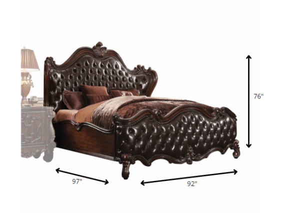 Dark Brown King Bed Frame with Nailhead Trim - Image 7