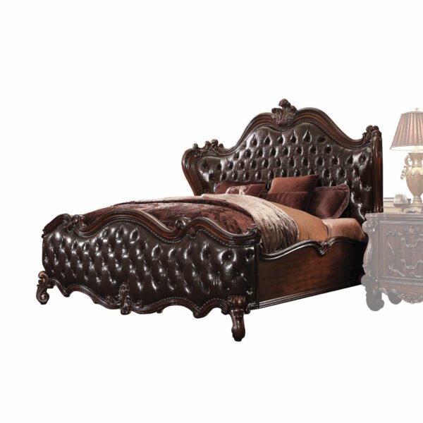 Dark Brown King Bed Frame with Nailhead Trim - Image 4