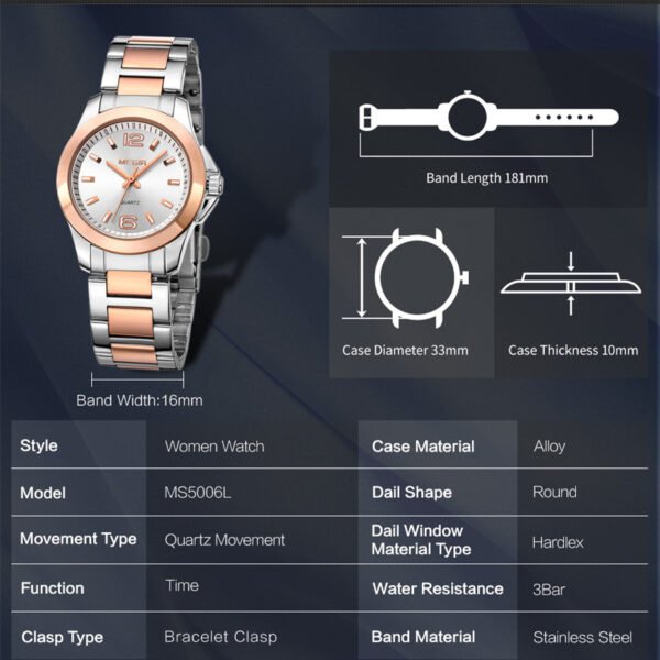 MEGIR Luxury Women Bracelet Watches Top Brand Fashion Ladies Quartz Watch Waterproof Elegant Female Wristwatch Dress Clock 5006L - Image 4