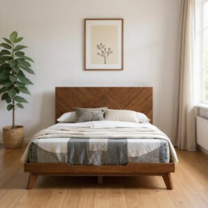 Brown Wood Queen Bed Frame