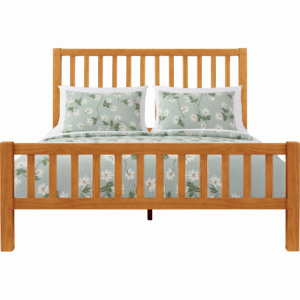 Brown Slat Back Solid Wood King Bed Frame
