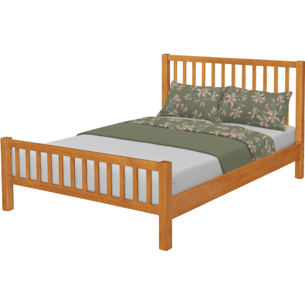Brown Slat Back Solid Wood King Bed Frame - Image 3