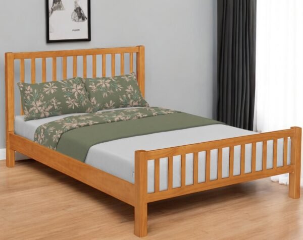 Brown Slat Back Solid Wood King Bed Frame - Image 2