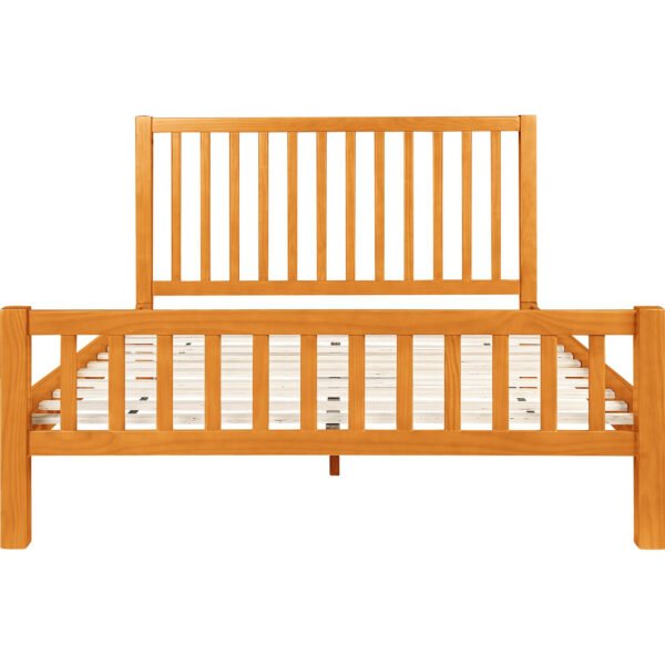 Brown Slat Back Solid Wood King Bed Frame - Image 4