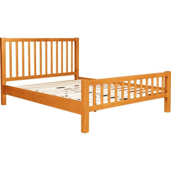 Brown Slat Back Solid Wood King Bed Frame - Image 5
