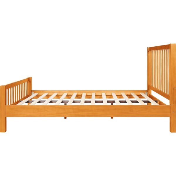 Brown Slat Back Solid Wood King Bed Frame - Image 7