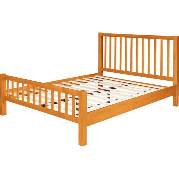 Brown Slat Back Solid Wood King Bed Frame - Image 6