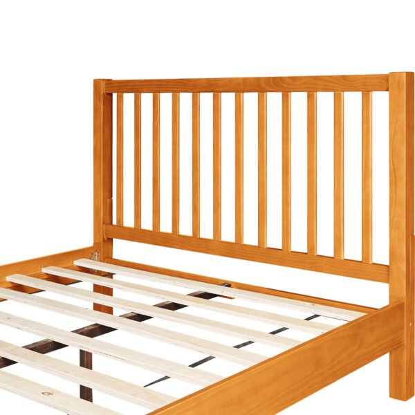 Brown Slat Back Solid Wood King Bed Frame - Image 9