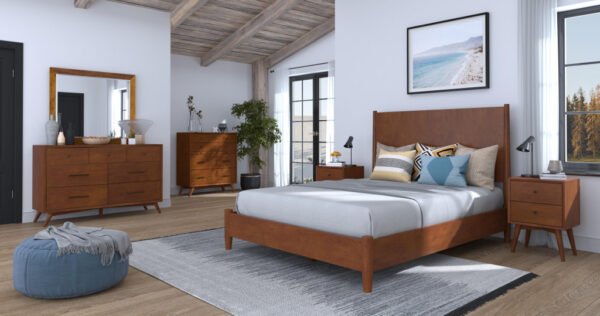 Brown Solid Wood Queen Bed Frame - Image 5