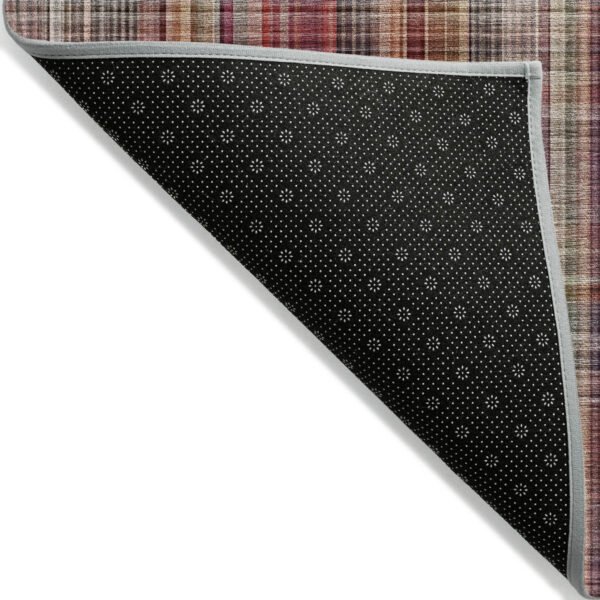 2' X 3' Red Orange and Brown Plaid Washable Non Skid Indoor Outdoor Area Rug - Image 6