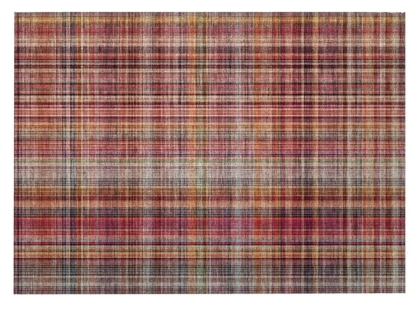 2' X 3' Red Orange and Brown Plaid Washable Non Skid Indoor Outdoor Area Rug - Image 5