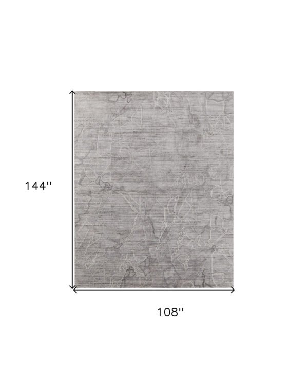 9' X 12' Gray and Ivory Abstract Hand Woven Worn Faded Area Rug - Image 3