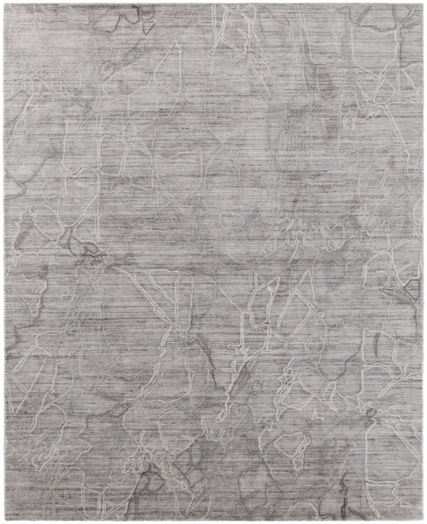 9' X 12' Gray and Ivory Abstract Hand Woven Worn Faded Area Rug - Image 5