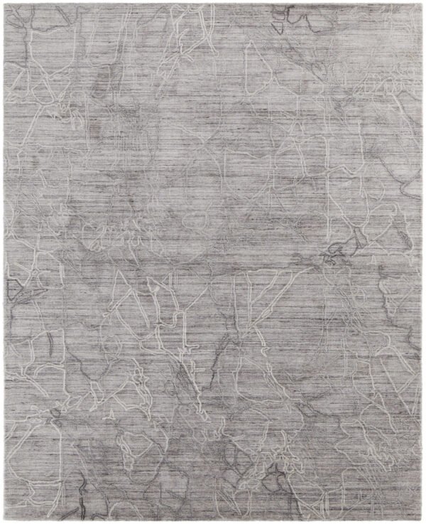 9' X 12' Gray and Ivory Abstract Hand Woven Worn Faded Area Rug - Image 2
