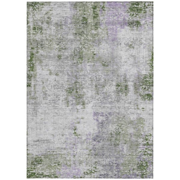 8' X 10' Olive Green And Gray Abstract Washable Indoor Outdoor Area Rug - Image 7