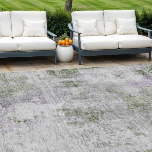 8' X 10' Olive Green And Gray Abstract Washable Indoor Outdoor Area Rug