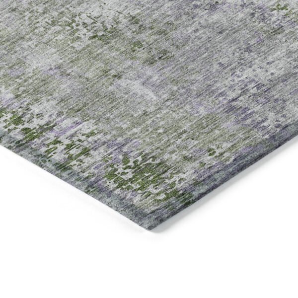 8' X 10' Olive Green And Gray Abstract Washable Indoor Outdoor Area Rug - Image 5
