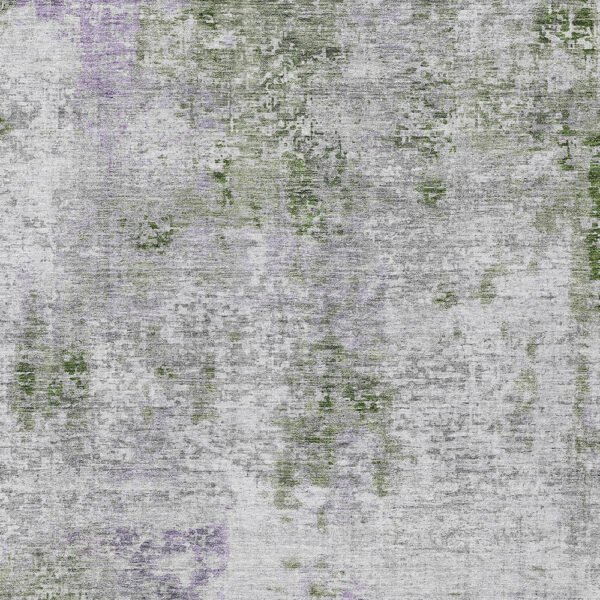 8' X 10' Olive Green And Gray Abstract Washable Indoor Outdoor Area Rug - Image 6