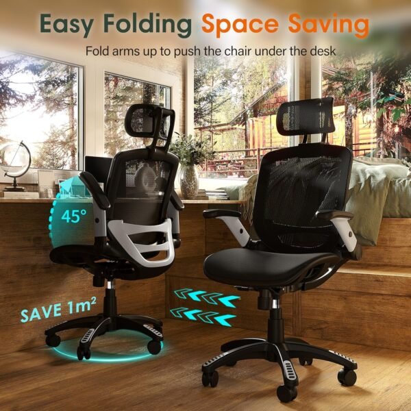 Big & Tall Mesh Office Chair, Ergonomic, Headrest, Tilt - Image 3