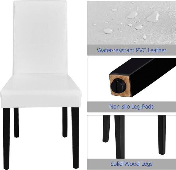 Set of 4 Modern Parson Chairs, Faux Leather, White - Image 4