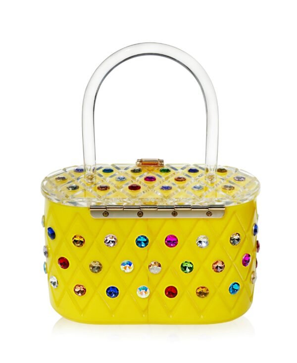 Vintage Lemon Yellow Acrylic Top Handle Clutch Bag - Image 3