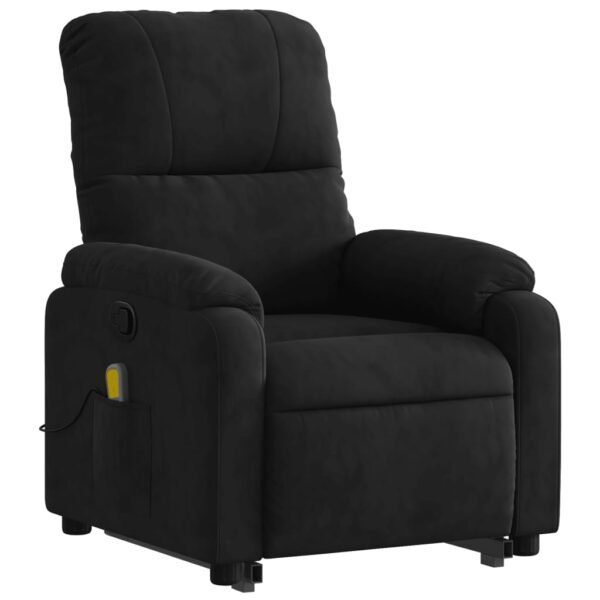 vidaXL Stand up Massage Recliner Chair Black Microfiber Fabric - Image 2
