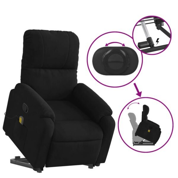 vidaXL Stand up Massage Recliner Chair Black Microfiber Fabric - Image 4