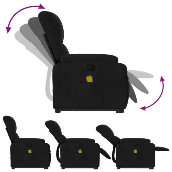 vidaXL Stand up Massage Recliner Chair Black Microfiber Fabric - Image 5