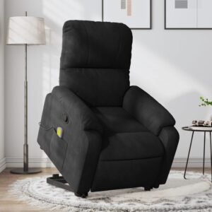 vidaXL Stand up Massage Recliner Chair Black Microfiber Fabric