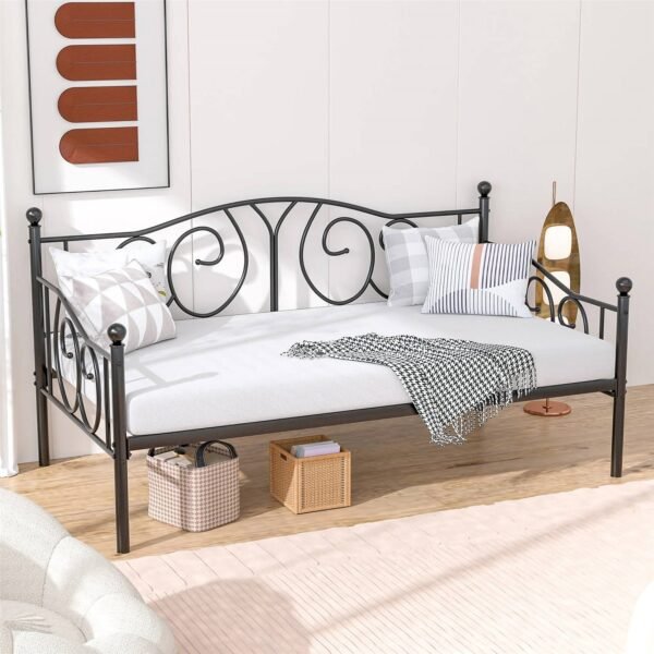 Twin size Victorian Black Metal Daybed Frame - 350 lbs. Weight Capacity - Image 3