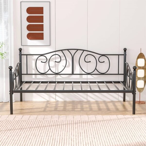 Twin size Victorian Black Metal Daybed Frame - 350 lbs. Weight Capacity - Image 4