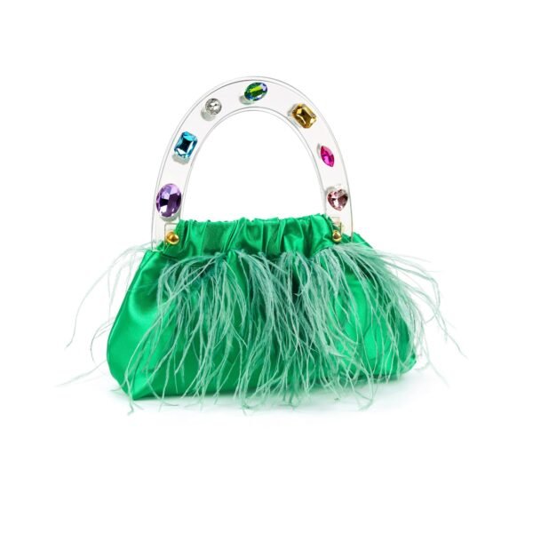 Dreamy Green Feathered Top handle bag - Image 6
