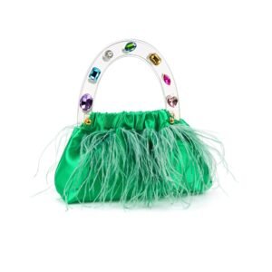 Dreamy Green Feathered Top handle bag