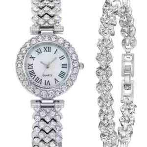 Roman Dial Women's Luxury Quartz Watch Set