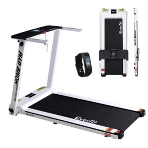NNEDSZ Electric Treadmill Home Gym Exercise Running Machine Fitness Equipment Compact Fully Foldable 420mm Belt White
